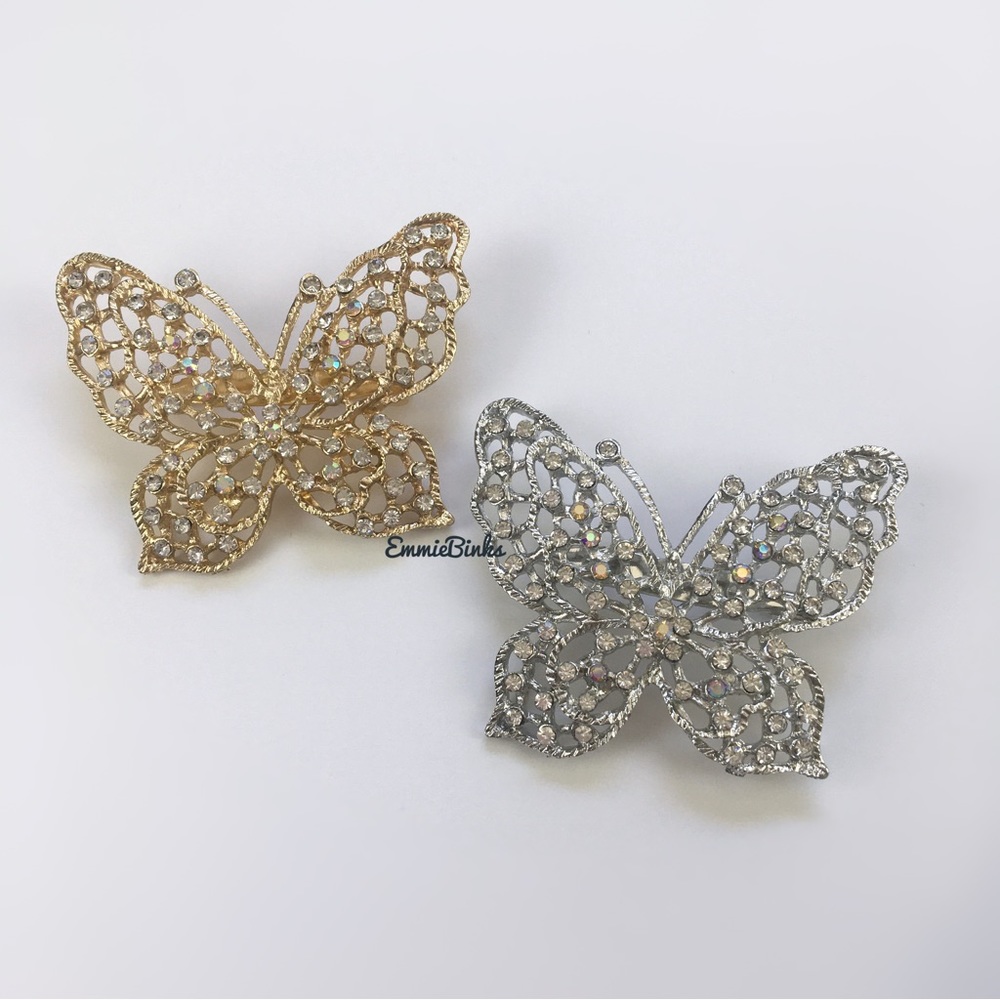 ✨3for$38 New Vintage Style Filigree Rhinestone Butterfly Brooch Pin ~ Vintage - Picture 4 of 16